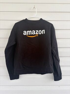Amazon Logo Crewneck Sweatshirt Black Casual Graphic Pullover